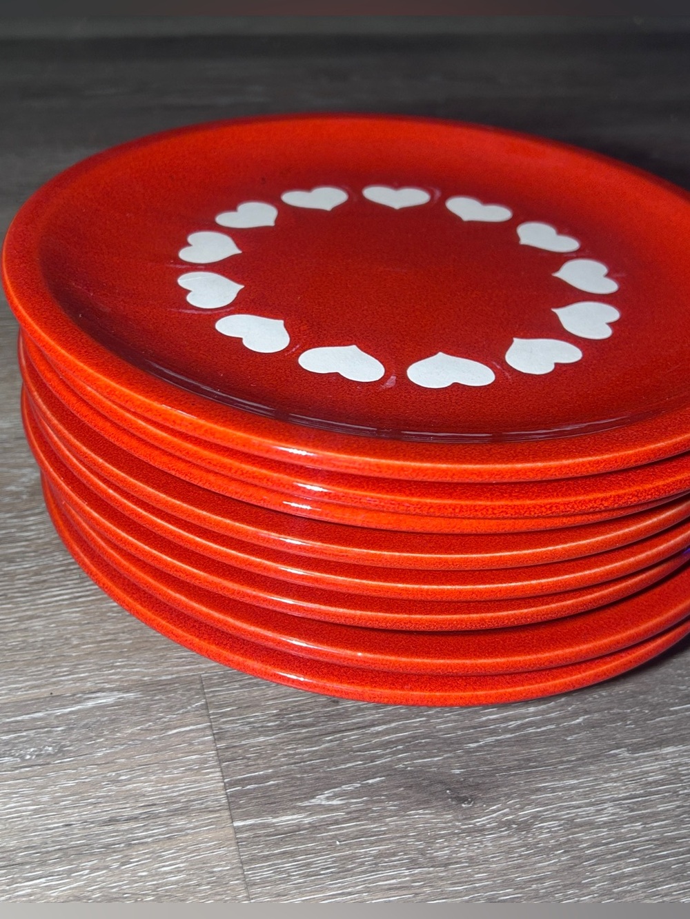 Waechtersbach Red Heart 10in Plates • 8ct Western Germany Ceramic Dinnerware •